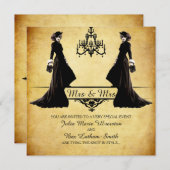 レズビア結婚ンズ-ゴシックスチームパンクスタイル 招待状 (正面/裏面)