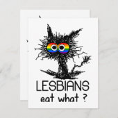 レズビ食べアンWhatおもしろい Cat Coumous Pun LGBTQプライド エンクロージャーカード (正面/裏面)