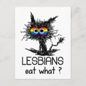 レズビ食べアンWhatおもしろい Cat Coumous Pun LGBTQプライド エンクロージャーカード (裏面)