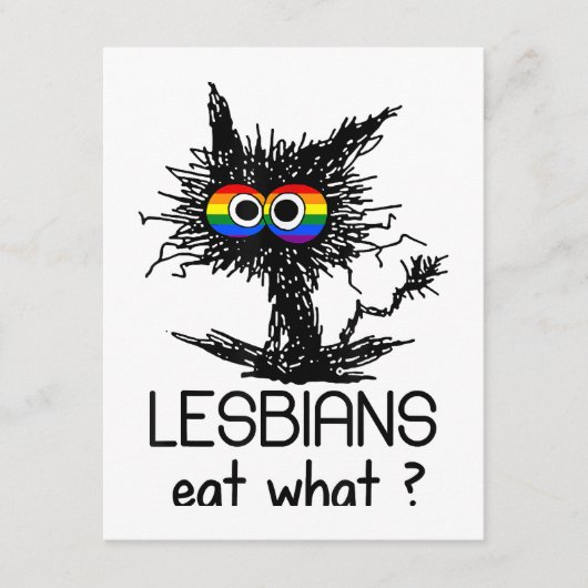 レズビ食べアンWhatおもしろい Cat Coumous Pun LGBTQプライド エンクロージャーカード (正面)
