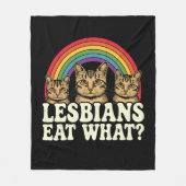 レズビ食べア人WhatヴィンテージLGBTプライド月ミーム フリースブランケット (正面)