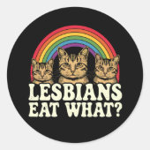 レズビ食べア人WhatヴィンテージLGBTプライド月ミーム ラウンドシール (正面)