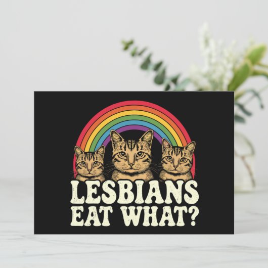 レズビ食べア人WhatヴィンテージLGBTプライド月ミーム 招待状 (スタンド正面)