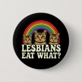 レズビ食べア人WhatヴィンテージLGBTプライド月ミーム 缶バッジ (正面)