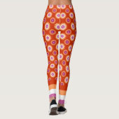 レズプライド国旗/オレンジ色の花柄レギング レギンス (裏面)