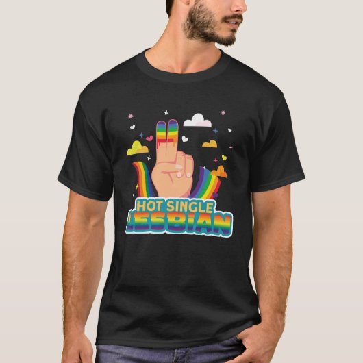 レズプライド熱レ独身のズビアン国旗 Tシャツ (正面)