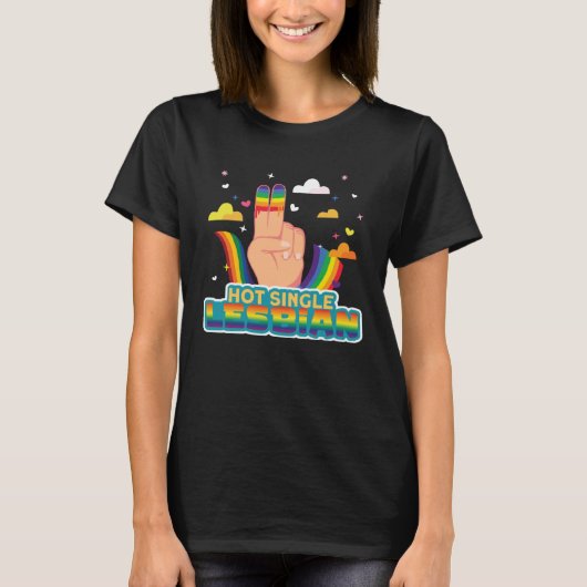 レズプライド熱レ独身のズビアン国旗 Tシャツ (正面)
