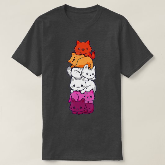 レズプライド猫LGBTゲイ国旗かわいい彼女と彼女 Tシャツ (デザイン正面)
