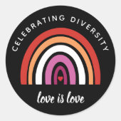 レズプライド祝のダイバーシティ愛は愛 ラウンドシール (正面)