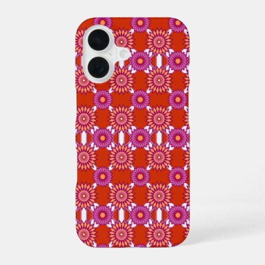 レズプライド/オレンジ鏡花柄 iPhone 16ケース (裏面)