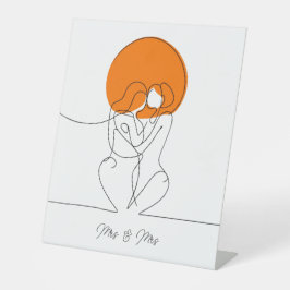 レズミニマルビアンカップルのラインアート 台座サイン