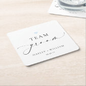 レズメアのミニマルなチームグルーム スクエアペーパーコースター (アングル)