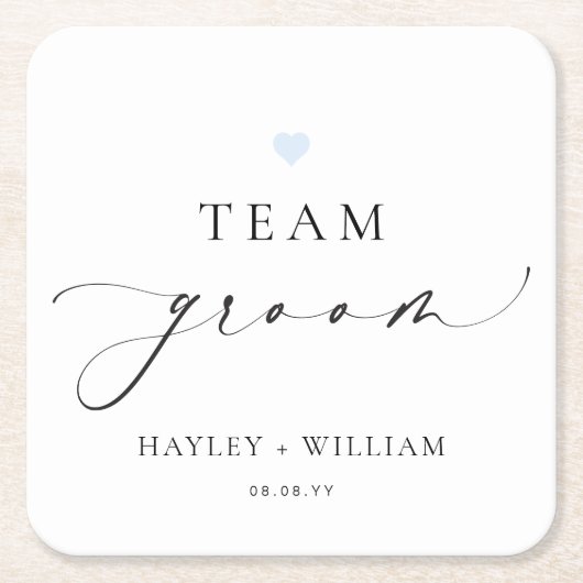 レズメアのミニマルなチームグルーム スクエアペーパーコースター (正面)