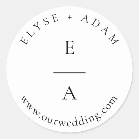 レズメアモダンミニマリスト結婚モノグラム ラウンドシール (正面)