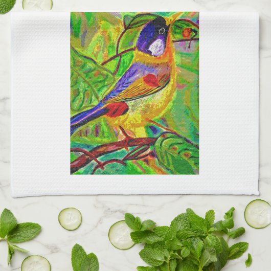 レズリーのバードティータオル キッチンタオル (折り畳み)