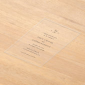 レズリーモノグラムエレガントな結婚式日付を保存 アクリル招待状 (レイダウン)