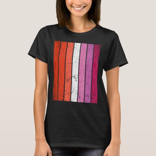 レズ動揺してビアンLgbtの誇りを持った国旗 Tシャツ (正面)