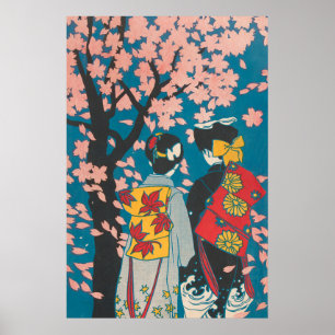 レズ日本のビアンカップル楽しむ桜 ポスター