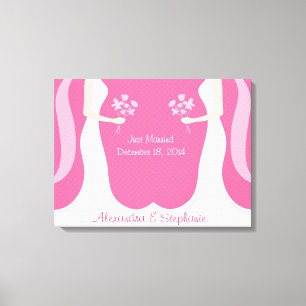 レズ結婚ビアパーソナライズされた キャンバスプリント