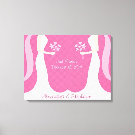 レズ結婚ビアパーソナライズされた キャンバスプリント (正面)