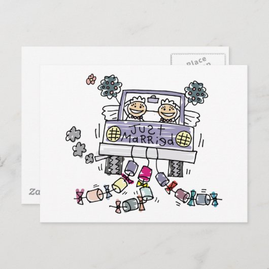 レズ結婚ビアンたった今結婚しました 案内ポストカード (正面/裏面)