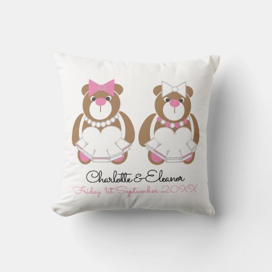 レズ結婚ビアンのテディベア花嫁ギフト クッション (正面)