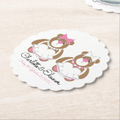 レズ結婚ビアンズテディベア花嫁 ペーパーコースター (アングル)