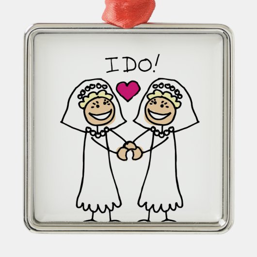 レズ結婚ビアンブライダル メタルオーナメント (正面)