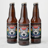 レズ食べビアズ猫ユーモアLGBTQプライド国旗 ビールラベル (ボトル)