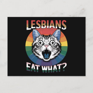 レズ食べビアズ猫ユーモアLGBTQプライド国旗 ポストカード