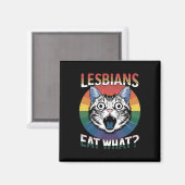 レズ食べビアズ猫ユーモアLGBTQプライド国旗 マグネット (正面/裏面)