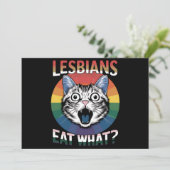 レズ食べビアズ猫ユーモアLGBTQプライド国旗 招待状 (スタンド正面)