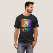 レズ食べビアズ猫ユーモアPun Lgbtqプライド国旗 Tシャツ (正面フル)