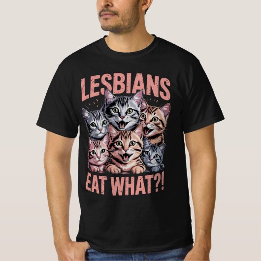レズ食べビア人おもしろいLGBTQプライド Tシャツ (正面)