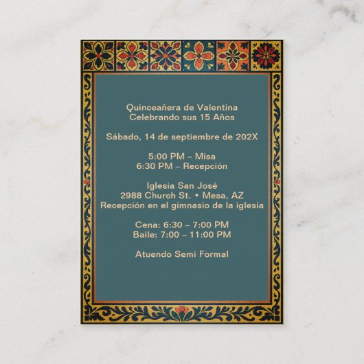 レセプシオンヴィンテージキンセアニラヴェリドロホ エンクロージャーカード (裏面)