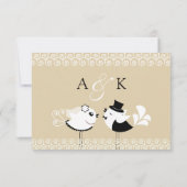 . .レセプションでかわいい鳥のフラットカード 招待状 (裏面)