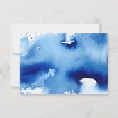 レセプションカード おしゃれな水彩ブラシ ダークブルー 招待状 (裏面)