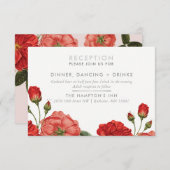 レセプションカード ヴィンテージ レッドローズ 花束 招待状 (正面/裏面)