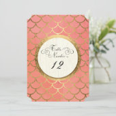 レセプションテーブルナンバー 偽のゴールド アールデコ ウェディング 招待状 (スタンド正面)