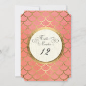 レセプションテーブルナンバー 偽のゴールド アールデコ ウェディング 招待状 (裏面)