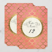 レセプションテーブルナンバー 偽のゴールド アールデコ ウェディング 招待状 (正面/裏面)