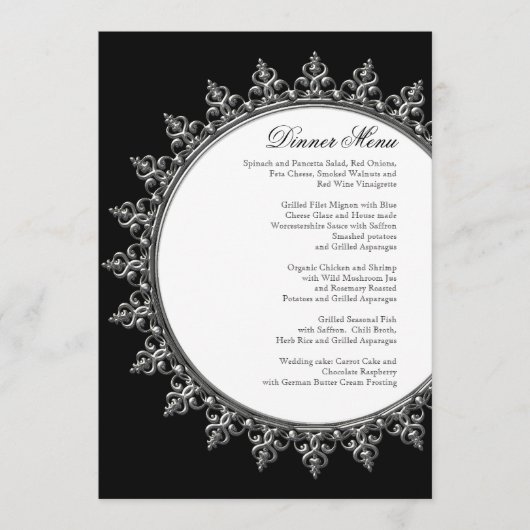 レセプションディナークラシックメニューBaroque Swirl Circle メニュー (正面)