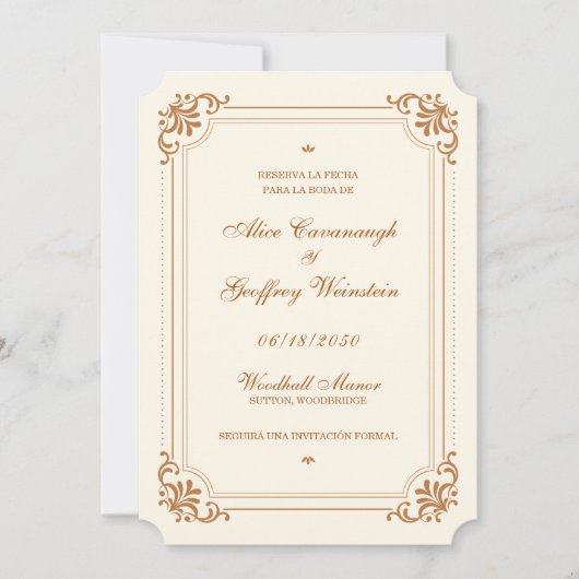 レセルバラフェハアイボリー銅ヴィンテージ セーブザデート (正面)