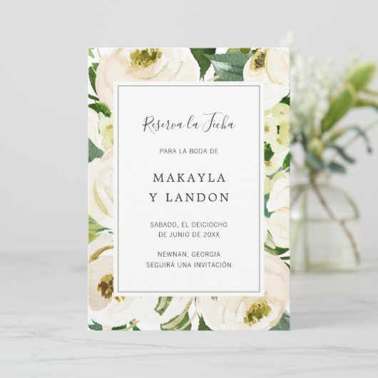 レセルバラフェハエレガントホワイトフローラスペインの セーブザデート (スタンド正面)