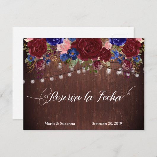 レセルバラフェハ日付海軍スペインのの花を保存 案内ポストカード (正面/裏面)