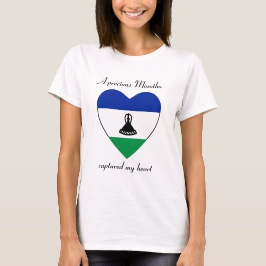 レソトの国旗スウィートハートTシャツ Tシャツ (正面)