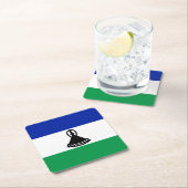 レソトの国旗 スクエアペーパーコースター (インサイチュ)