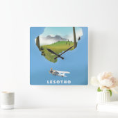 レソト南アフリカのスキーポスター スクエア壁時計 (ホーム)