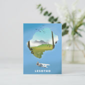レソト南アフリカのスキーポスター ポストカード (スタンド正面)