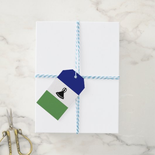 レソト国旗 ギフトタグ (より糸付き)